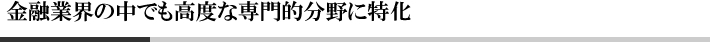 金融業界の中でも高度な専門的分野に特化